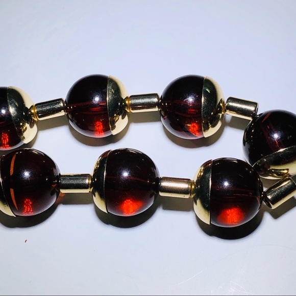 Adjustable 19.5” necklace metal caramel beads NWT - Picture 2 of 8